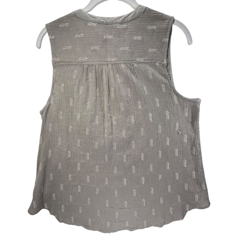Anthropologie Vanessa Virginia Sleeveless Top Button Down Metallic Embroidery 8 - Picture 3 of 11